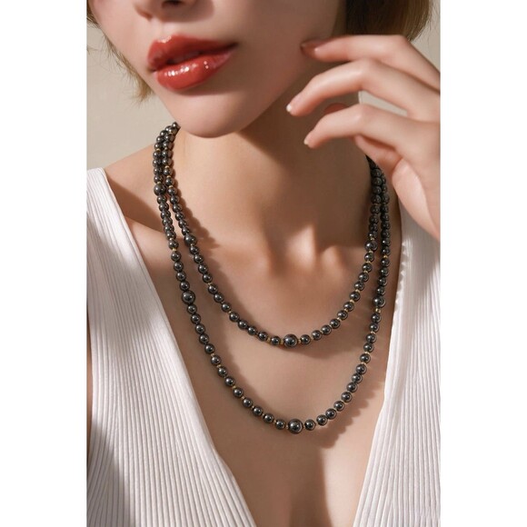 Unbranded Jewelry - Vintage Silver Tone Beaded Statement Necklace Long Strand